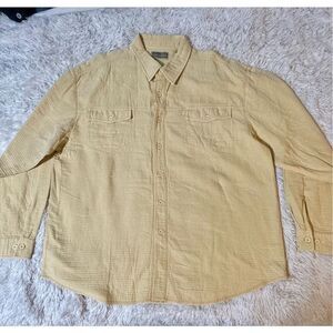 Weekendz off thick long sleeve stripe texture button down pocket shirt XXL